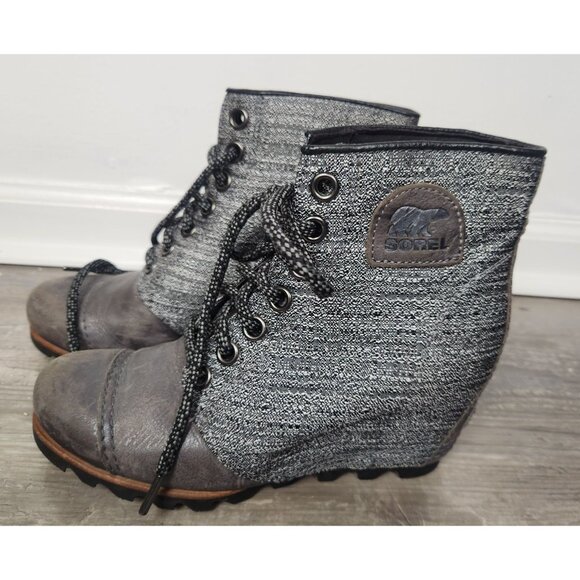 Sorel Women's Sz. 8 PDX Wedge Lace 1964 Lea Joan Arctic Quarry Grey Boot - Picture 1 of 8